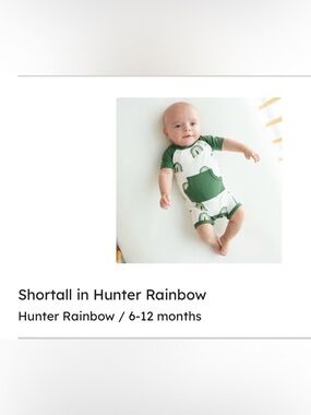 New in Bag Kyte BABY - Shortall in Hunter Rainbow (Retired Print), 6-12mo